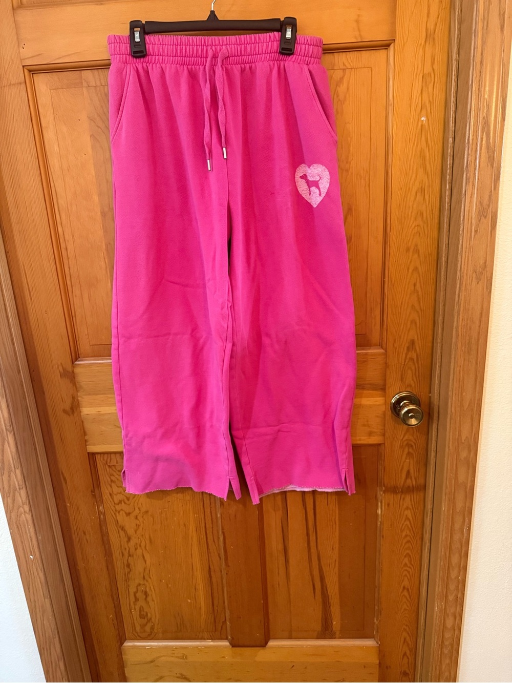 PINK Victoria's Secret Hot Pink Girls' Heart Logo Drawstring Sweatpants
